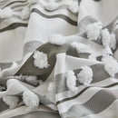 Axyaa Striped Furball Duvet Set with Tassels - King/Queen Size Bedding