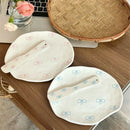 Axyaa Cute Bowknot Ceramic Plate: Korean Style 8" Dish for Dessert, Salad, Breakfast