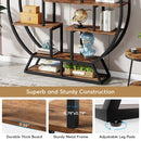 Axyaa Industrial Round Bookcase, 63-Inch Staggered Wood Bookshelf Shelf for Home Office