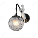 Axyaa Wrought Iron Glass Wall Lamp | LED Bedroom Living Room Lighting