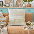 Axyaa Bohemian Circle Jacquard Embroidery Pillow Covers - 45X45 Linen Cotton Decor