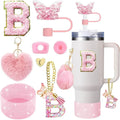 Axyaa Cup Accessories Set: Butterfly Straw, Cover, Cap, Boot, Handle Charm, Initials Sticker