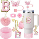 Axyaa Cup Accessories Set: Butterfly Straw, Cover, Cap, Boot, Handle Charm, Initials Sticker