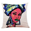 Axyaa African Women Face Print Cushion Cover - 45x45cm Home Decor Pillowcase