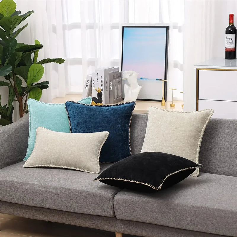 Axyaa Chenille Cushion Cover: Cozy Sofa Bed Decor Pillowcase, 45x45 & 50x50cm