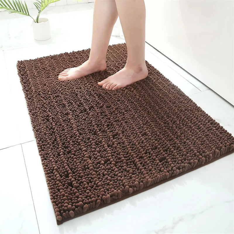 Axyaa Chenille Bath Mat: Soft, Absorbent, Anti-Slip Rug for Bathroom & Shower