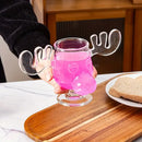 Axyaa Christmas Reindeer Head Cocktail Glass Cup - 8oz Elk Glass Wine Mug