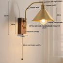 Axyaa Copper Glass LED Wall Lights Bedroom Living Room Pull Chain Switch Bedside Lamp