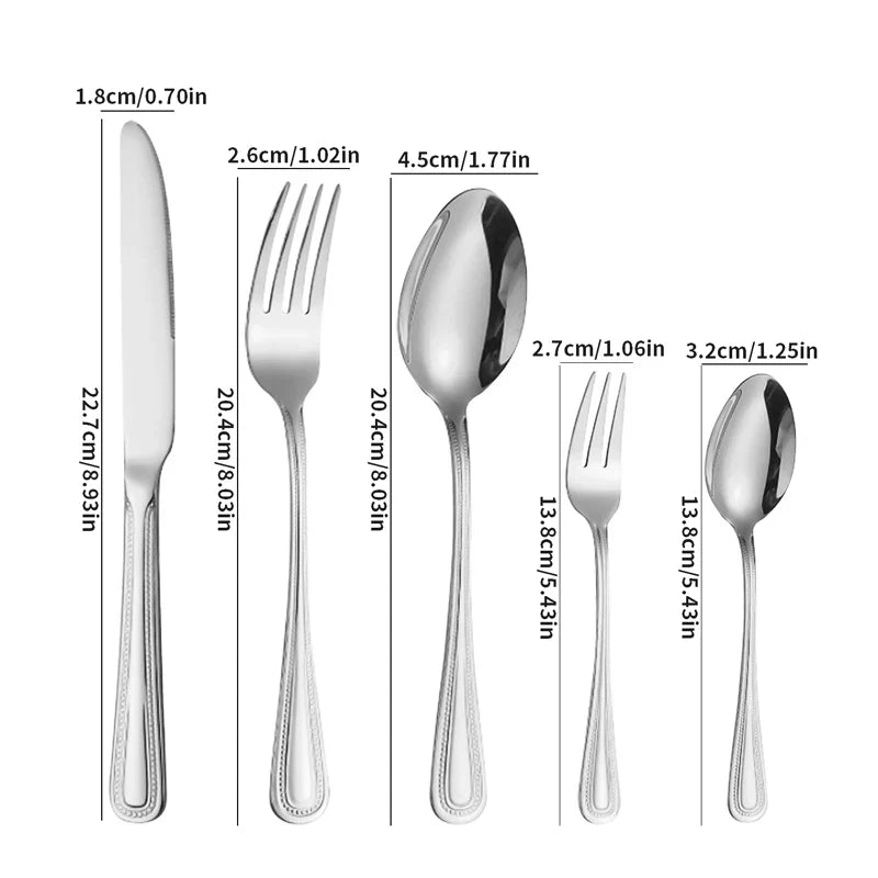 Axyaa 24-piece Stainless Steel Black Tableware Set - Knife, Fork, Spoon