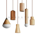 Axyaa Walnut Wood LED Pendant Lamp for Dining Room and Living Room