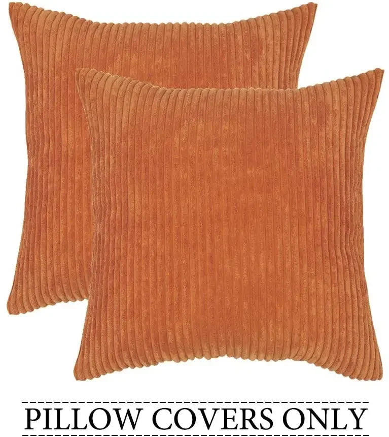 Axyaa Soft Corduroy Cushion Cover Striped Throw Pillow Case for Home Decor