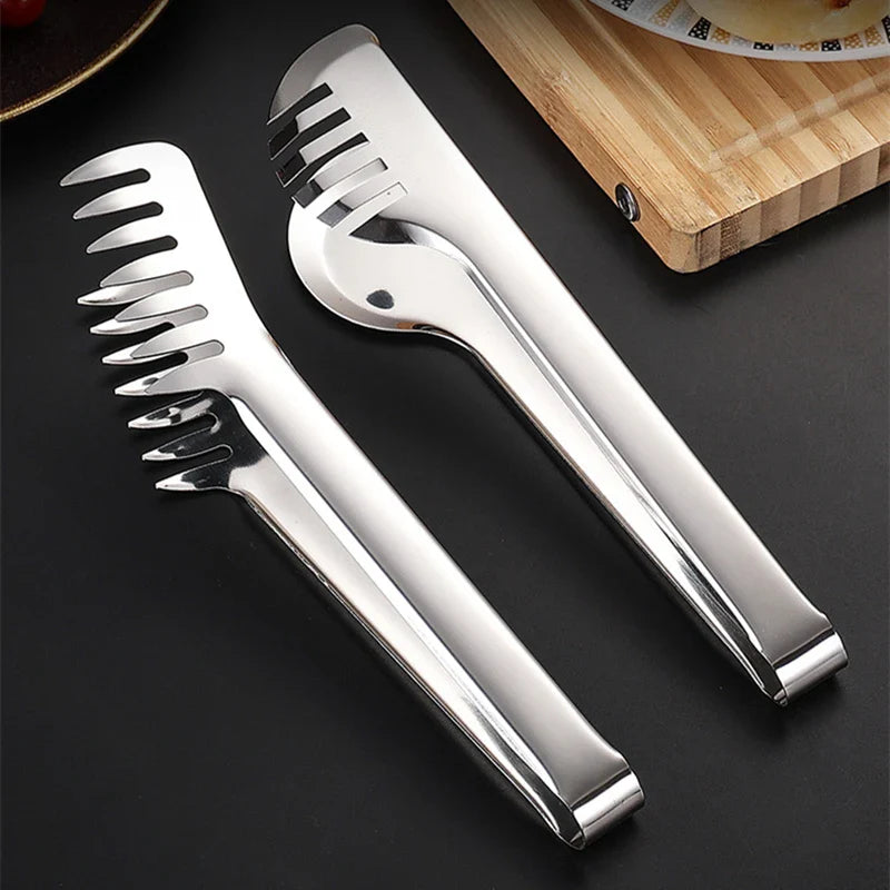 Axyaa Stainless Steel Kitchen Tongs: Color Comb Meal Clip for Non Stick Cookware