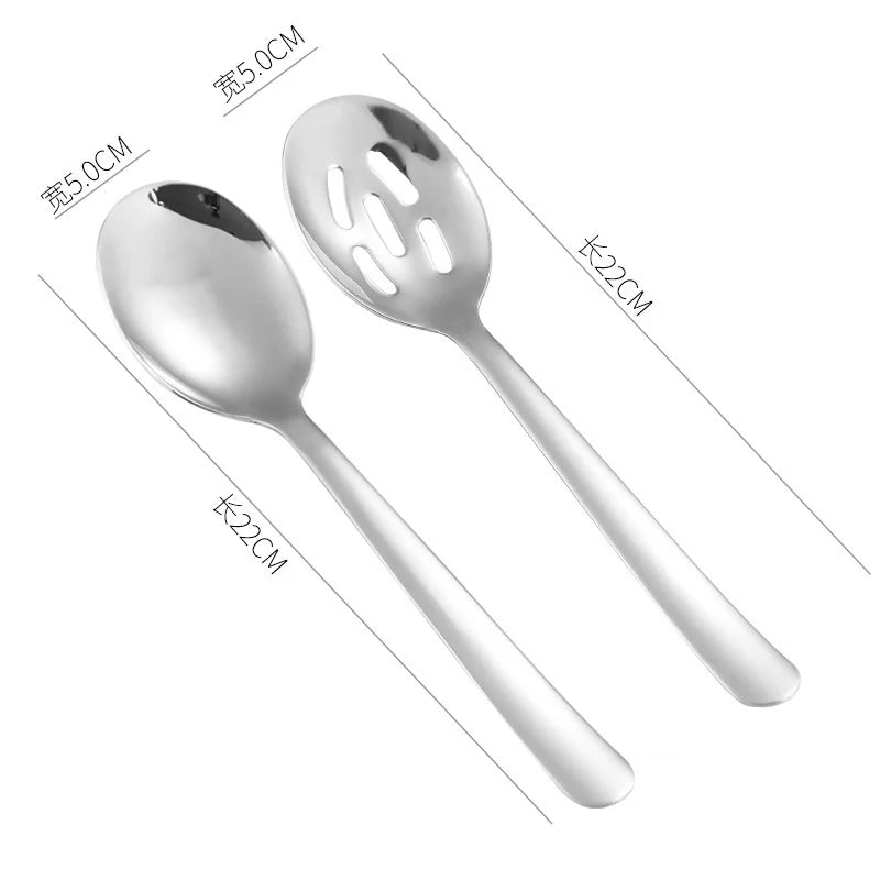 Axyaa Stainless Steel Long Handle Soup Spoon Colander Mixing Teaspoon Set