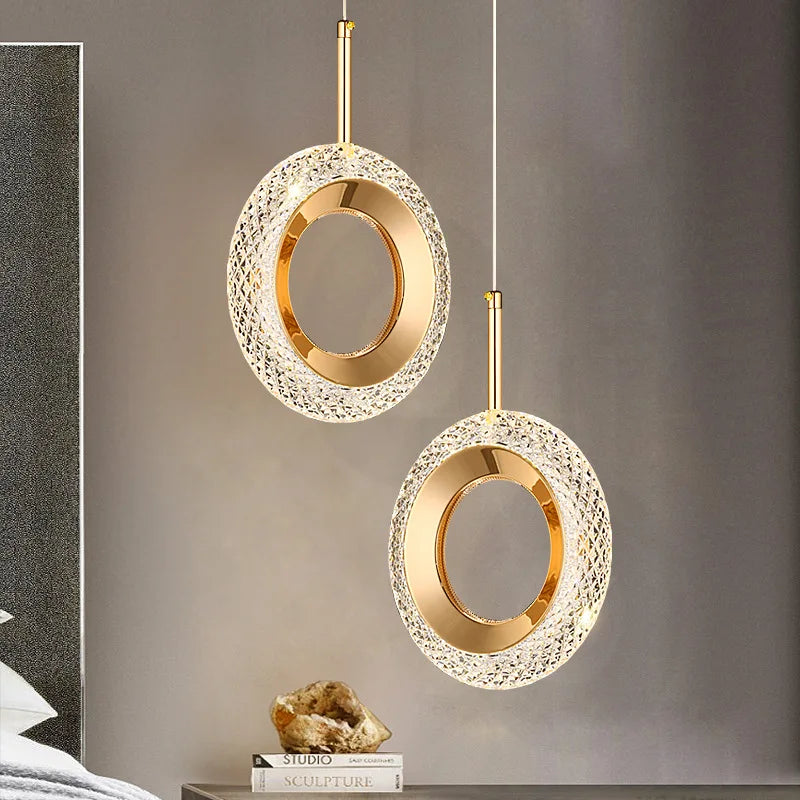 Axyaa Nordic Ring LED Pendant Lights Modern Hanging Lamp for Bedroom and Living Room