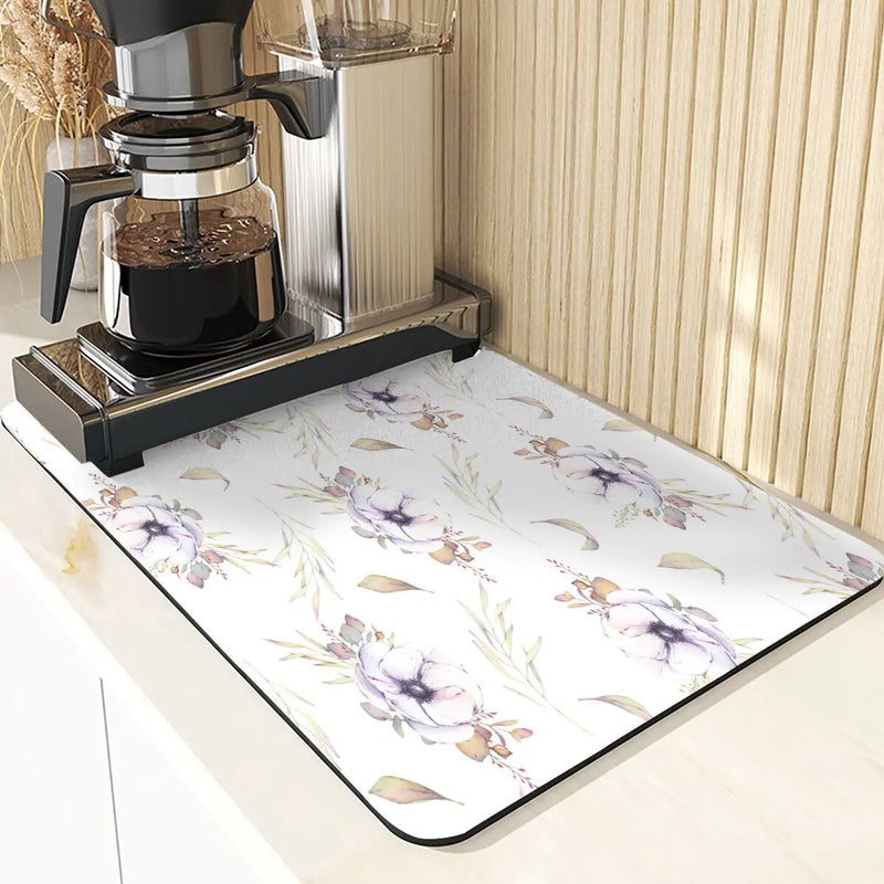 Axyaa Flowers Silicone Drying Mat: Non-Slip Kitchen Table Decor & Protection
