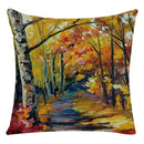 Axyaa Retro Landscape Oil Painting Linen Pillowcase 45*45cm for Living Room Sofa