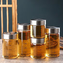 Axyaa Glass Storage Cups - Portable Seal, Thick High Borosilicate, Scale, Sealed Jar