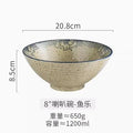 Axyaa 8-Inch Ceramic Trumpet Bamboo Hat Soup Bowl Set for Noodle & Tableware.