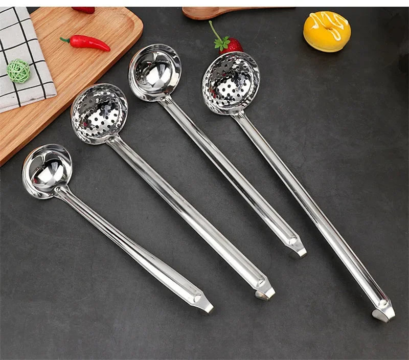 Axya Stainless Steel Long Handle Serving Spoon - Round Soup Scoop
