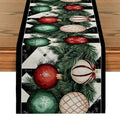Axyaa Christmas Ball Fir Snow Table Runner for Home Decor & Parties