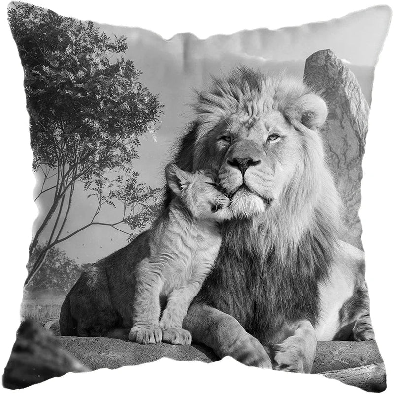 Wild Animals Lions Tigers Cushion Cover - Axyaa Luxury Home Decor