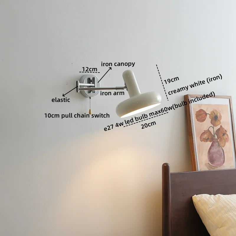 Axyaa Swing Arm LED Wall Sconce Modern Stair Light Pull Chain Switch