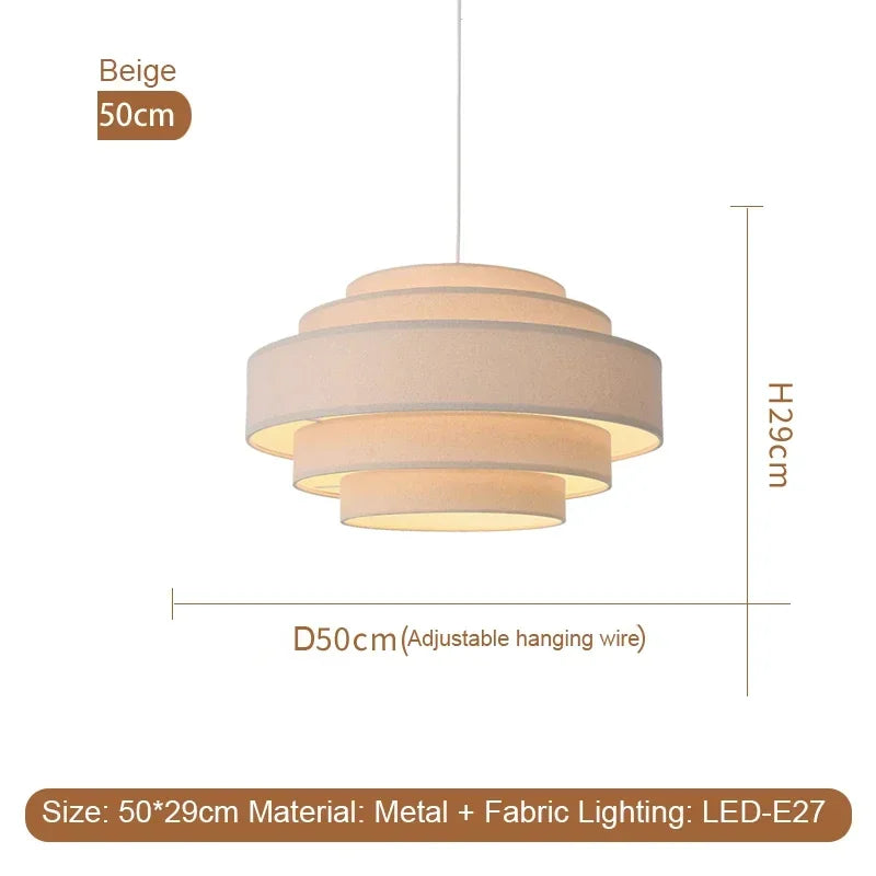 Axyaa White Fabric Pendant Light Japan Cloth Chandelier