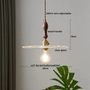 Axyaa Copper Glass LED Pendant Lights with Wood Handle, Modern Hanging Lamp for Home Décor.