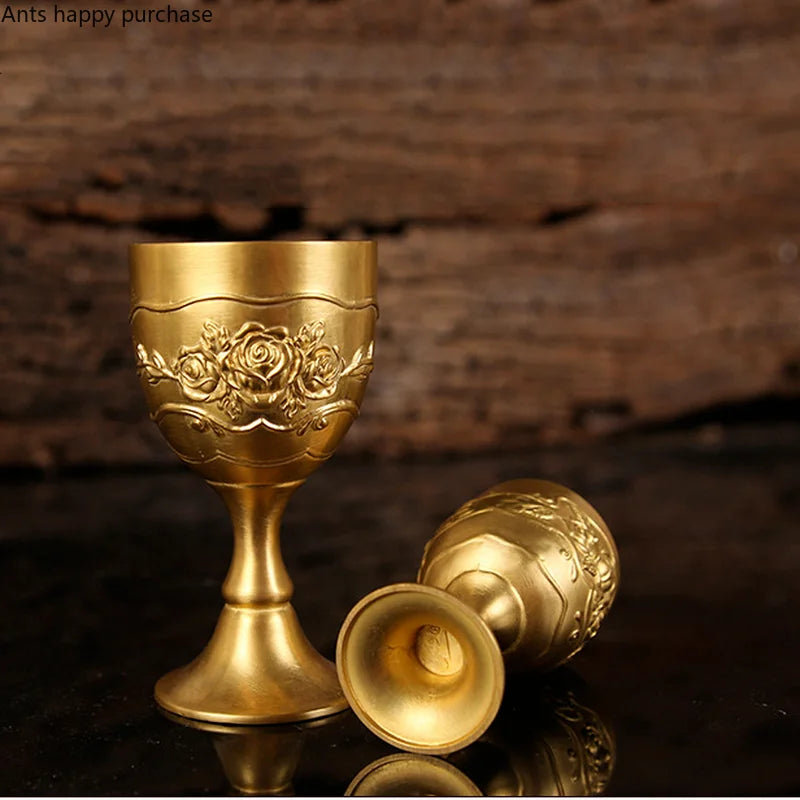 Axya Golden Goblet Set - Brass Wine Cups & Spirit Glass Collection