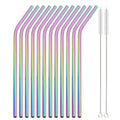 Colorful Stainless Steel Drinking Straws Set for Cocktails, Smoothies, Coffee – Axyaa Brand