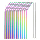 Colorful Stainless Steel Drinking Straws Set for Cocktails, Smoothies, Coffee – Axyaa Brand