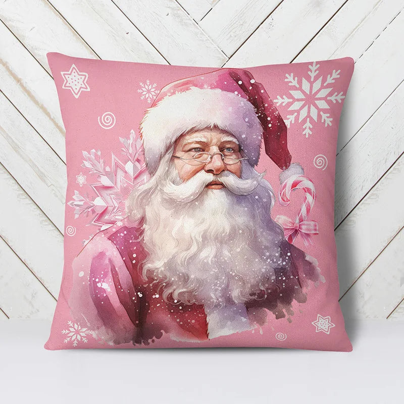 Axyaa Christmas Pink Throw Pillow Cover for Home Decoration & Holiday Gift