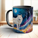 Moon & White Wolf Ceramic Coffee Mug 11oz by Axyaa - Friends Birthday Gift