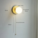 Axyaa Glass Ball LED Wall Light with Pull Chain Switch - Copper Finish
