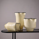 Axyaa Black Pleated Glass Vase for Elegant Flower Arrangement