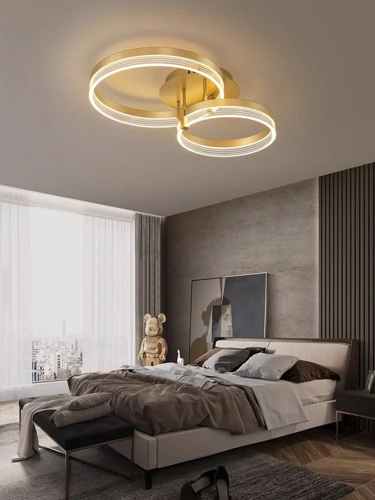 Axyaa Acrylic Ring Ceiling Chandelier: Minimalist Circle Pendant Lighting for Living Room & Kitchen