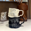 Axyaa Irregular Couple Ceramic Mug Set - Minimalist Milk Coffee Cup