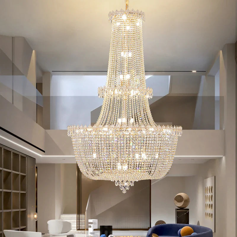 Axyaa Crystal Villa Chandelier - Modern Light Luxury Living Room Hall Lighting