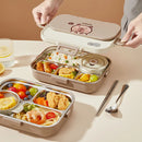 Axyaa Stainless Steel Divided Lunch Box Set with Cutlery
