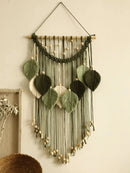 Axyaa Green Leaf Macrame Wall Hanging Tapestry | Boho Cotton Tapestries for Home Decor