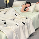 Axyaa Washed Ice Silk Summer Quilt Set - 4 Piece Cool Air Conditioner Bedding