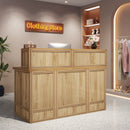 Axyaa Rustic Front Reception Desk, 57-Inch Boho Welcome Checkout Counter for Office