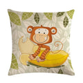Axyaa Cartoon Animal Linen Throw Pillow Cover Home Sofa Bed Decoration 45*45cm