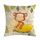 Axyaa Cartoon Animal Linen Throw Pillow Cover Home Sofa Bed Decoration 45*45cm