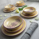 Axyaa Lavender Floral Ceramic Dinnerware Set for 4 | Purple & Cream Tableware Service