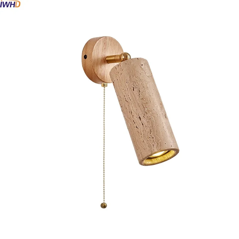 Axyaa LED Wall Sconce Up Down Rotate Yellow Travertine Mirror Light
