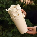 Axyaa Light Luxury Ceramic White Relief Flower Vase with Dried Flowers