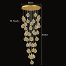 Axyaa Crystal Chandelier Stair Pendant Living Room Interior Lighting
