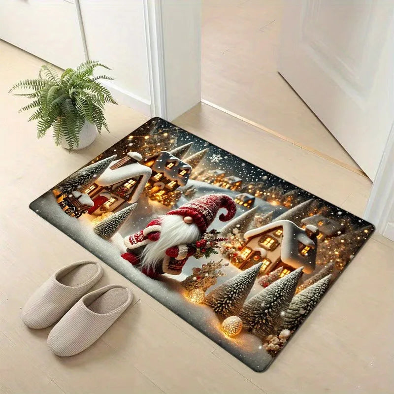 Axyaa Winter Dwarf Snow Non-Slip Floor Mat for Home Kitchen and Bathroom