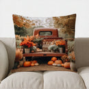Autumn Blue Truck with Pumpkins Pillow Cover by Axyaa for Sofa Bedroom Car